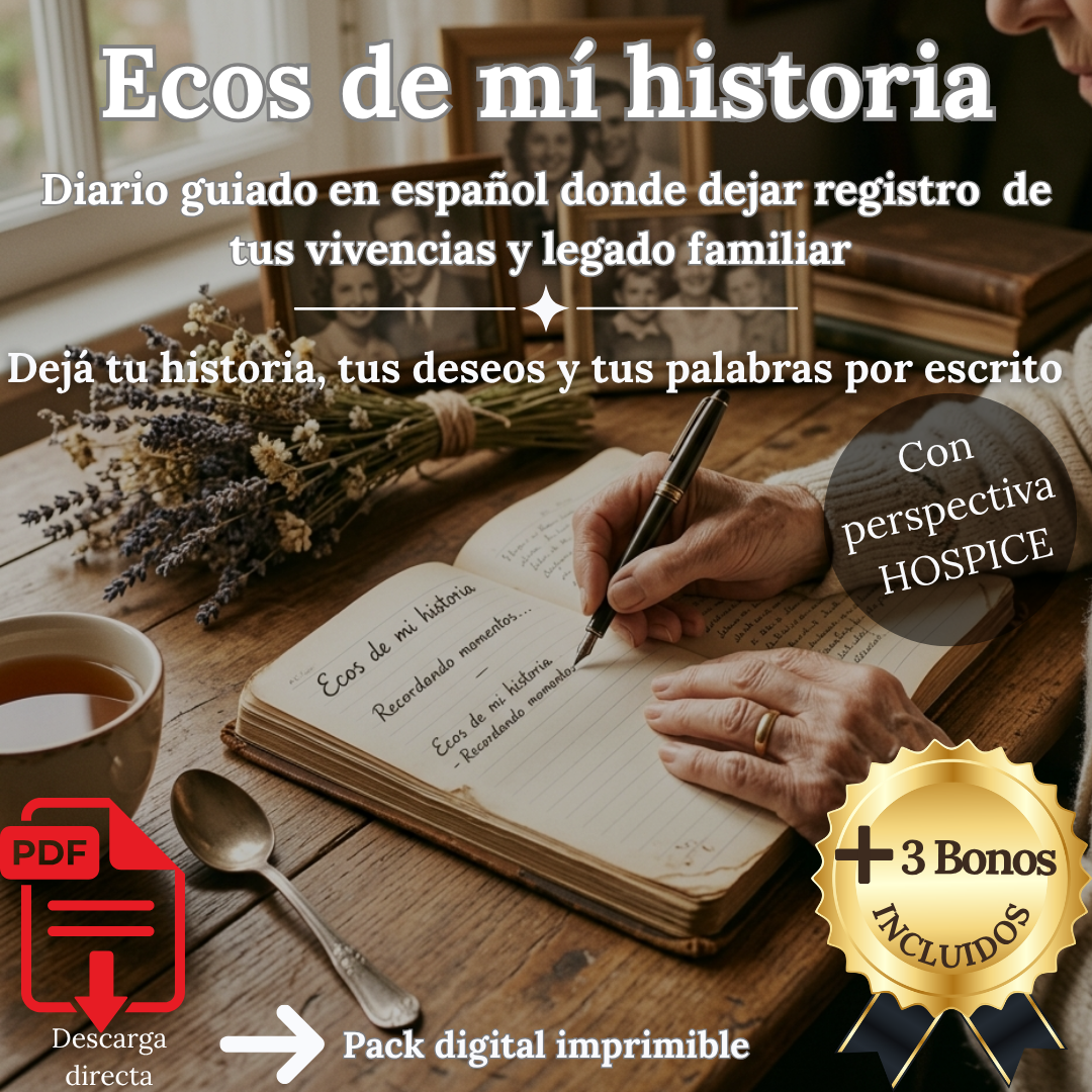 Ecos de Mi Historia | Diario guiado de Recuerdos y Legado (Imprimible) con perspectiva HOSPICE